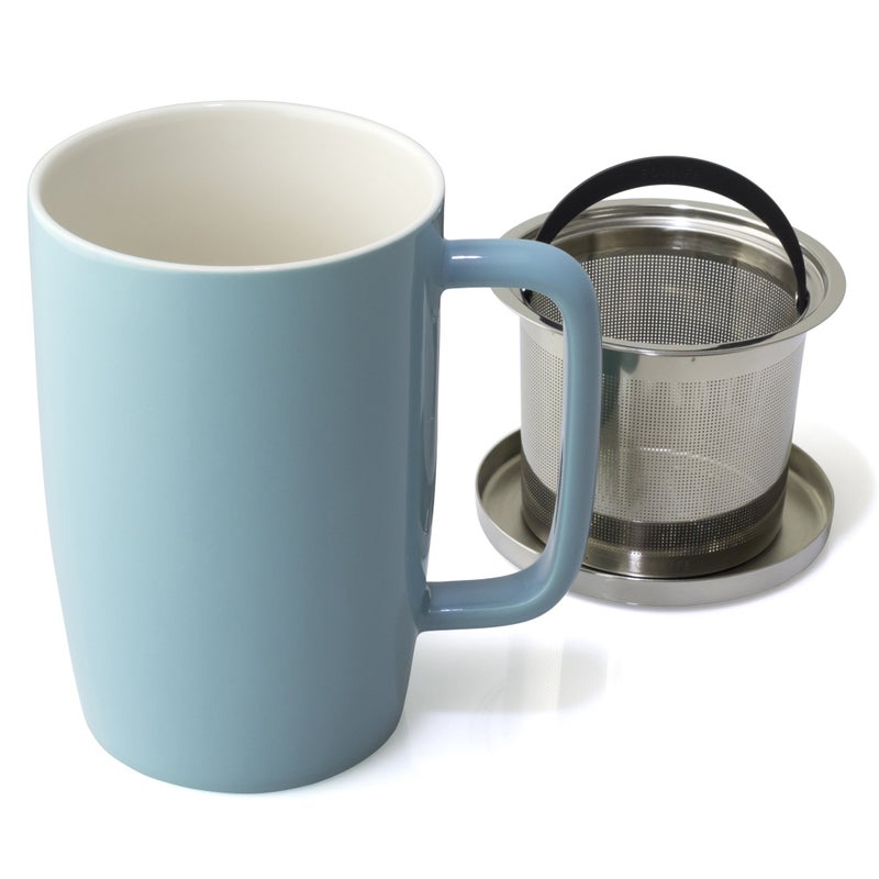 FORLIFE Dew Glossy Finish Brew-In-Mug with Basket Infuser & "Mirror" Stainless Lid 18 oz., Turquoise - Image 5